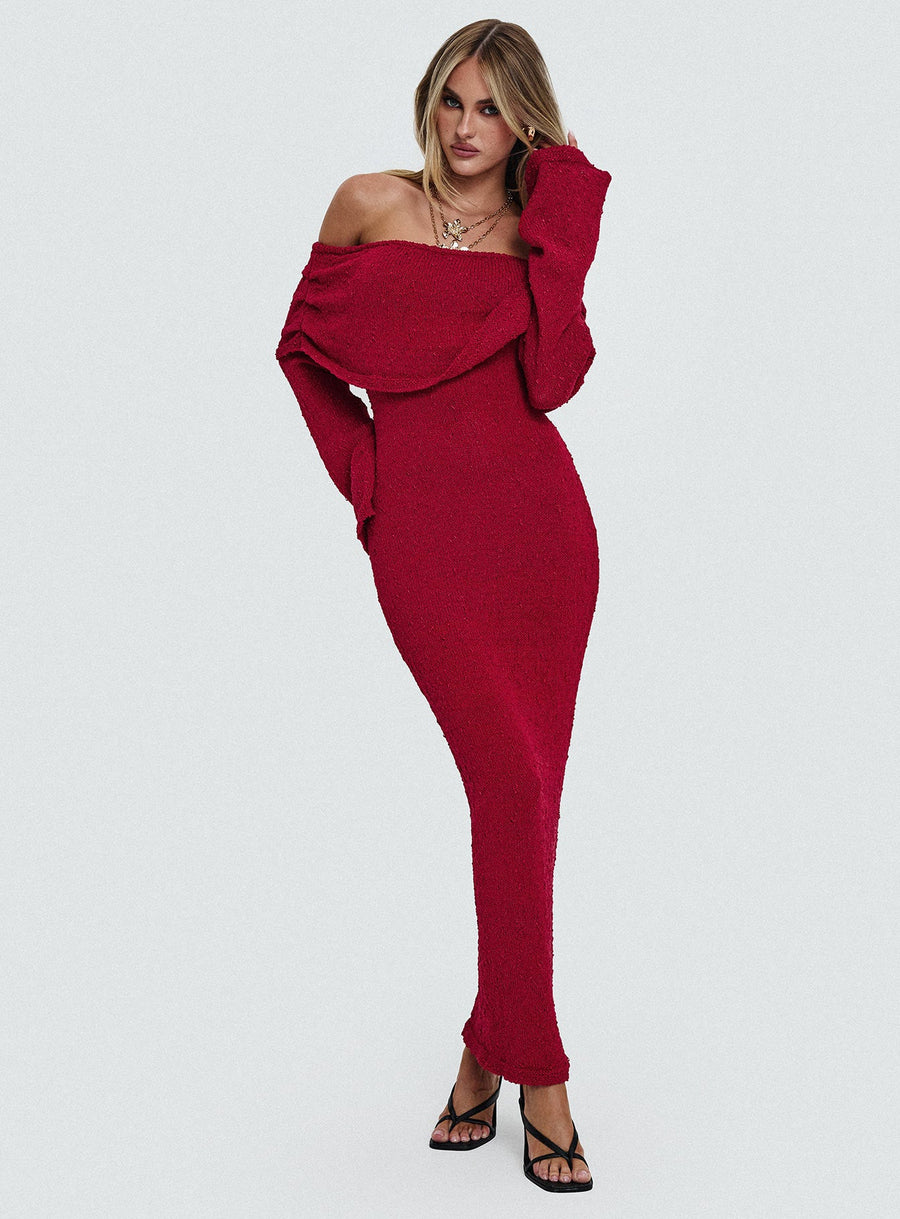 Aleyah Long Sleeve Maxi Dress Burgundy · photo 8