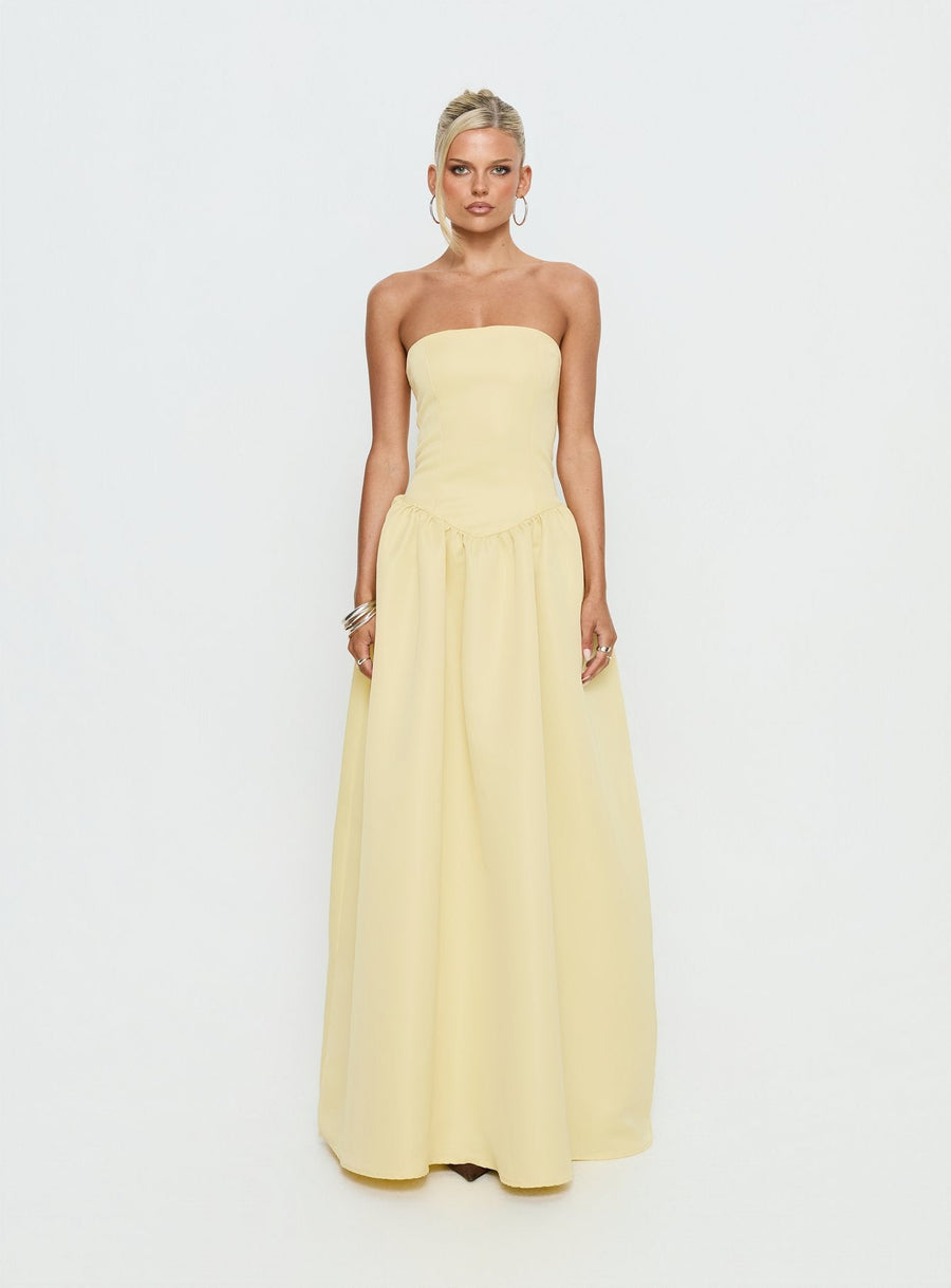 Soft Bloom Drop Waist Strapless Maxi Dress Yellow · photo 9