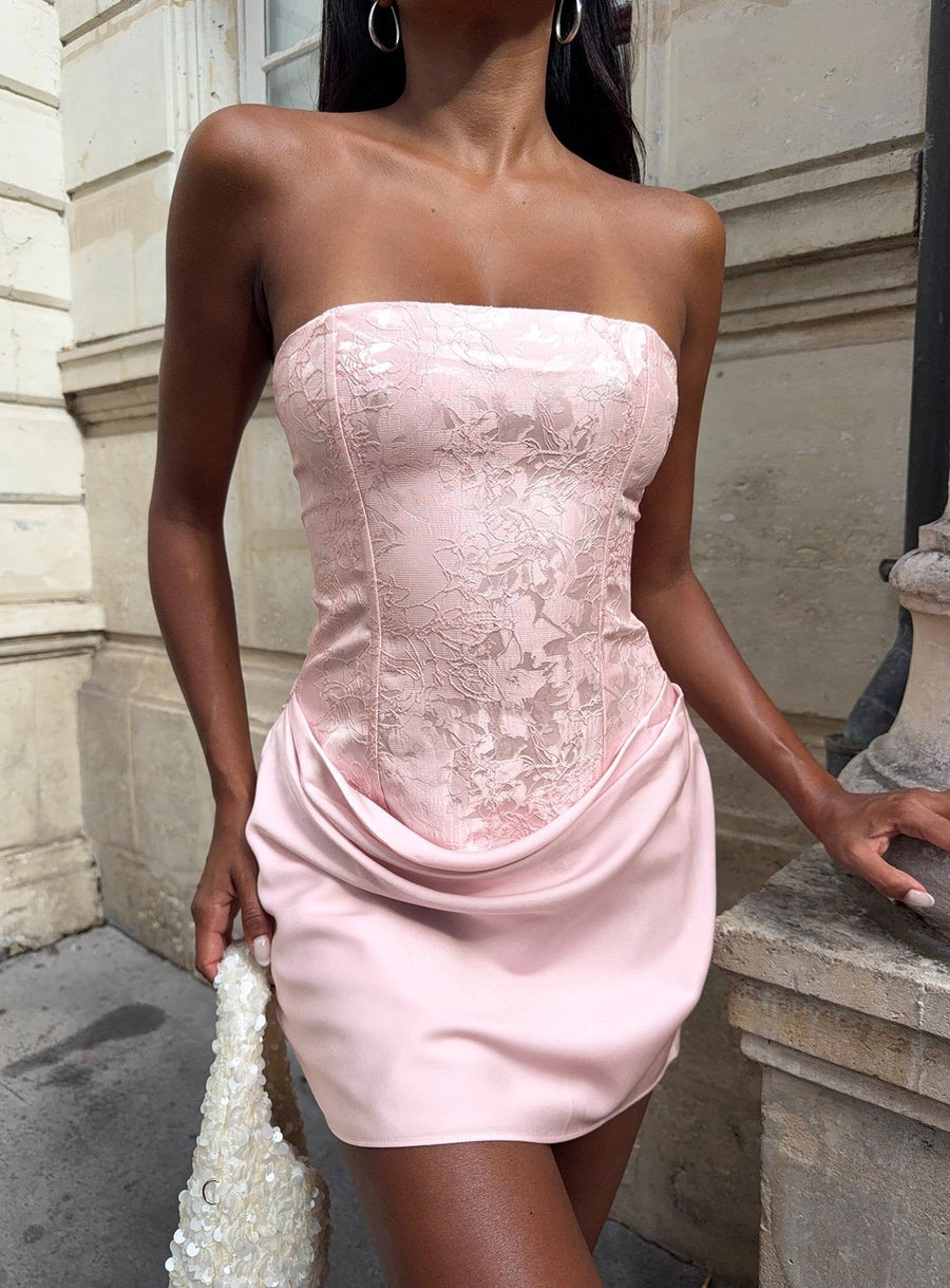 Jenevieve Strapless Drape Mini Dress Pink · photo 9