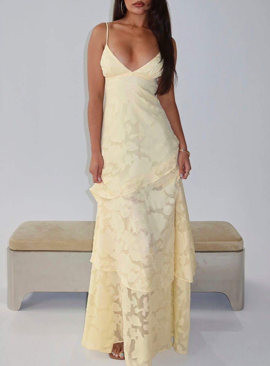 Lyricah Tiered Tie Back Maxi Dress Yellow · photo 9