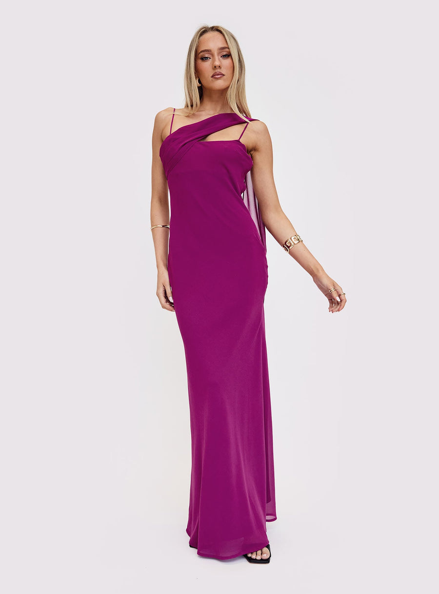 Syrina Cowl Neck Scarf Maxi Dress Berry · photo 9