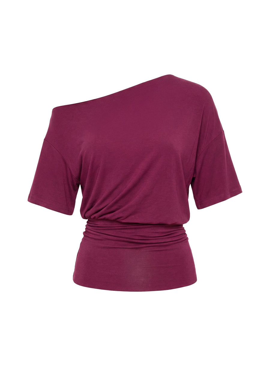 Ashlinn Off Shoulder Drapey Top Cherry Lacquer · photo 8