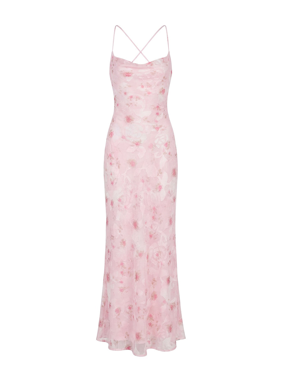 Celena Maxi Dress Pink Floral Burnout · photo 9