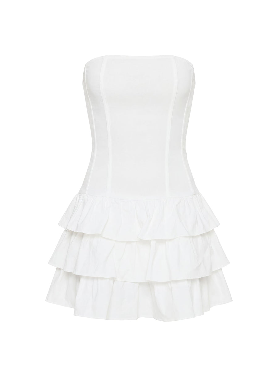 Valentia Tiered Mini Dress White · photo 8