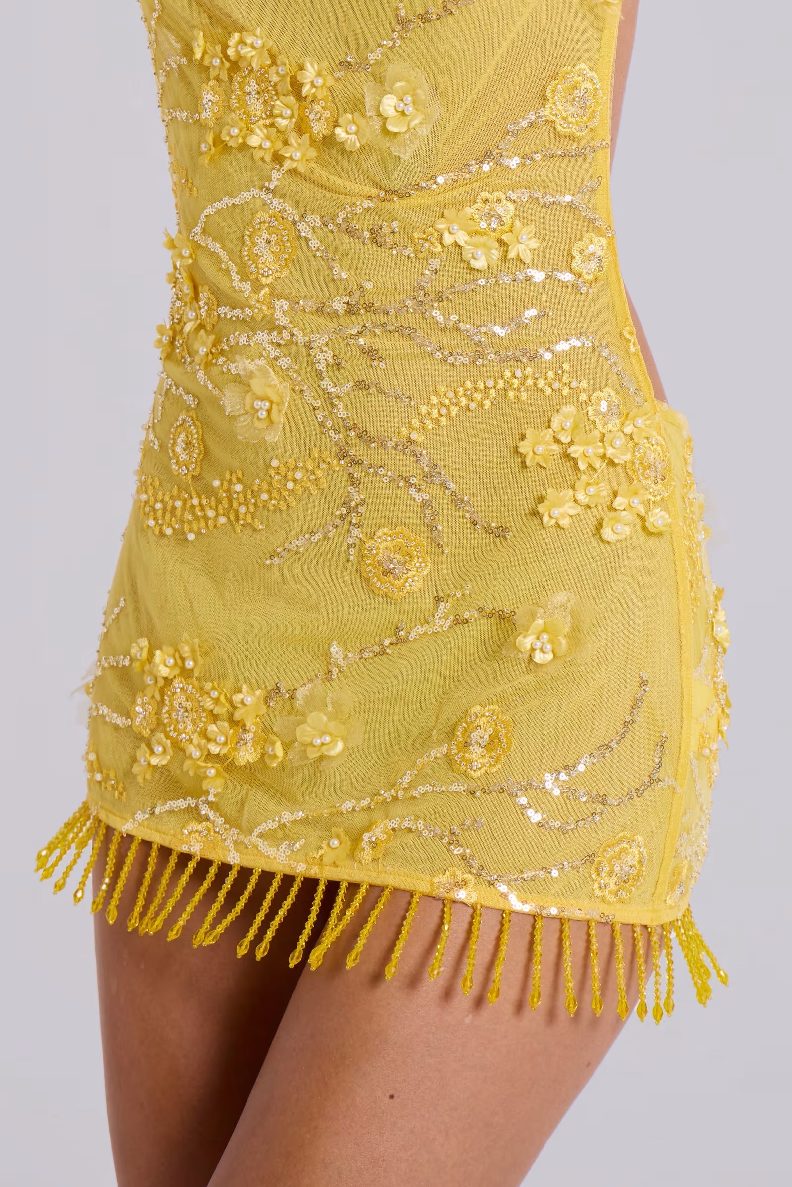 Ellora Embellished Mini Dress in Solar